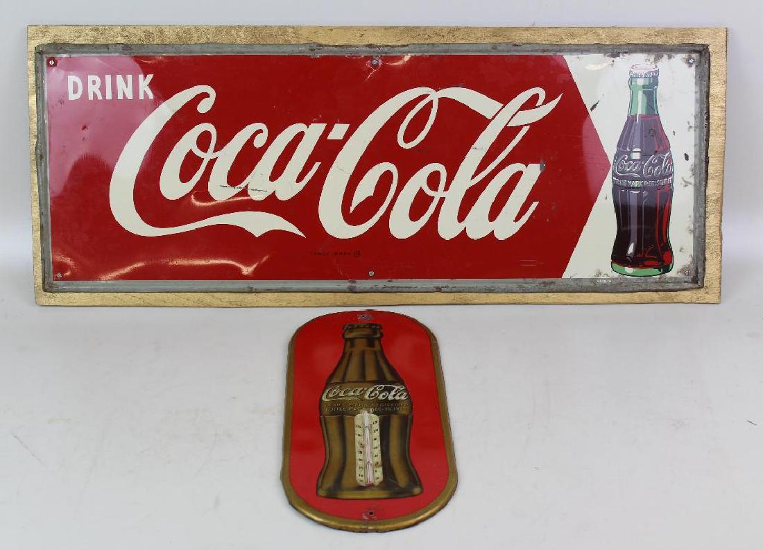 Coca-Cola Enamel Sign and Themometer (1 of 5)