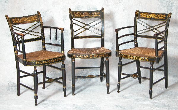 Assembled Set of 3 Decorated Federal Cha