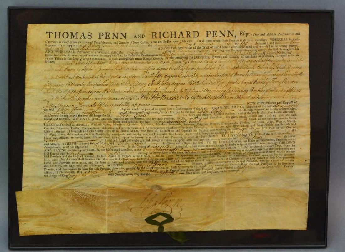 John Penn Autographed Land Patent (1 of 6)