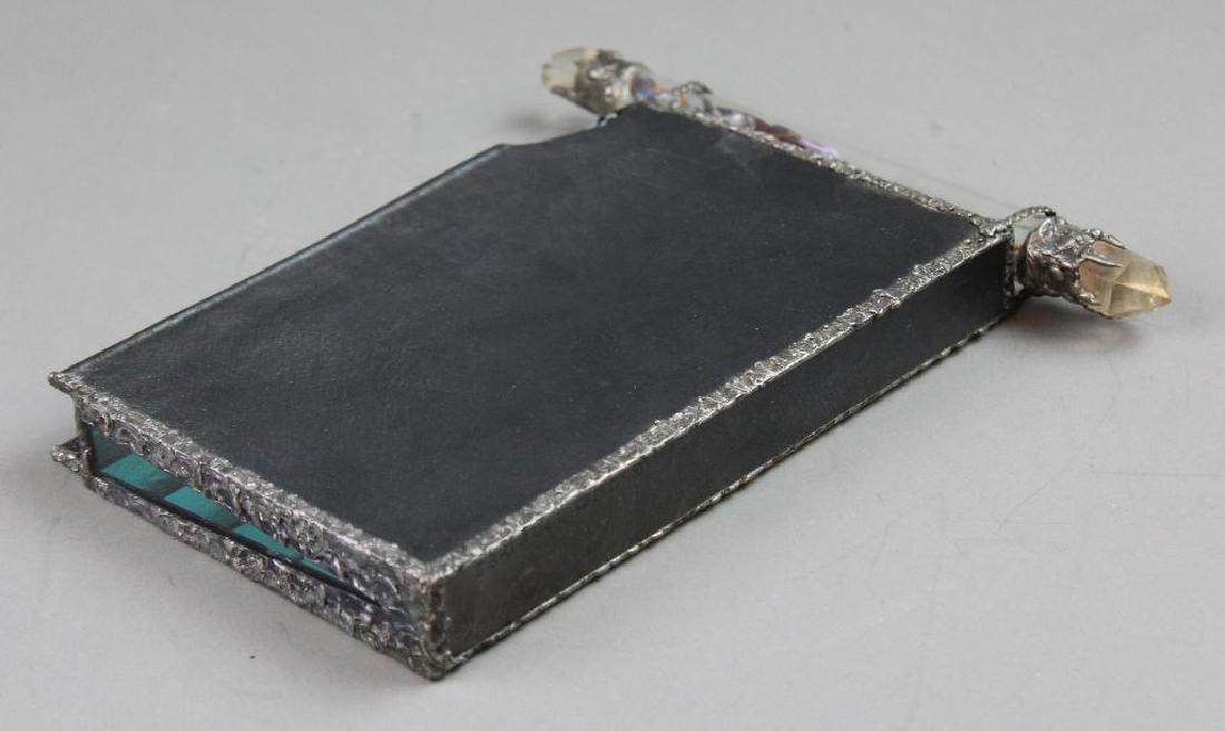 "Bound Images" Kaleidoscope: Black and glass metal rectangle shape with quartz ends. "Bound Images" S/P. 8"