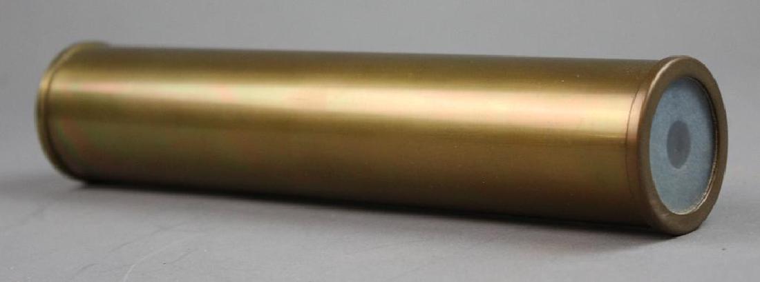 Brass Kaleidoscope: Brass cylinder with eyeball image at one end. 8.5"