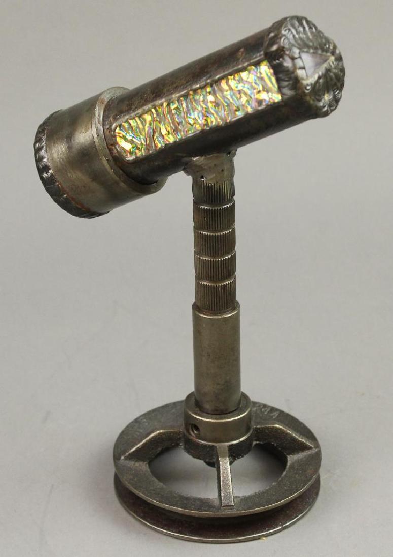 Dark Metal Kaleidoscope: Look down telescope on stand- dark metal. 10"