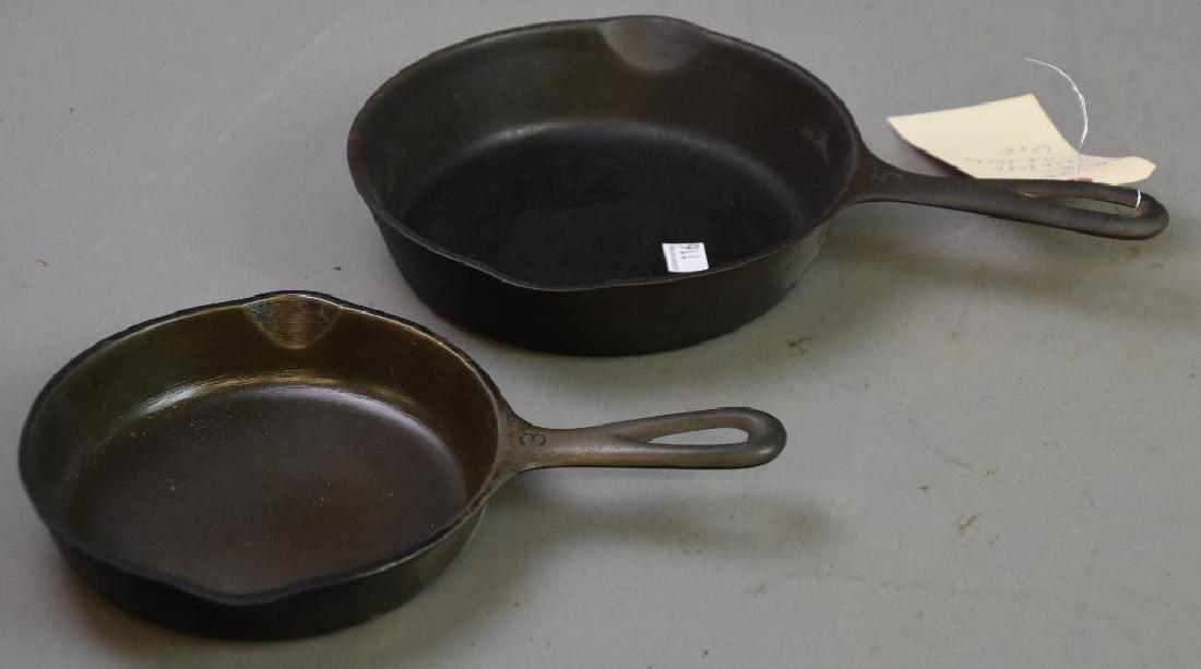 Cast Iron Skillets: Includes two Wagner skillets 6” and 8”, some rust.