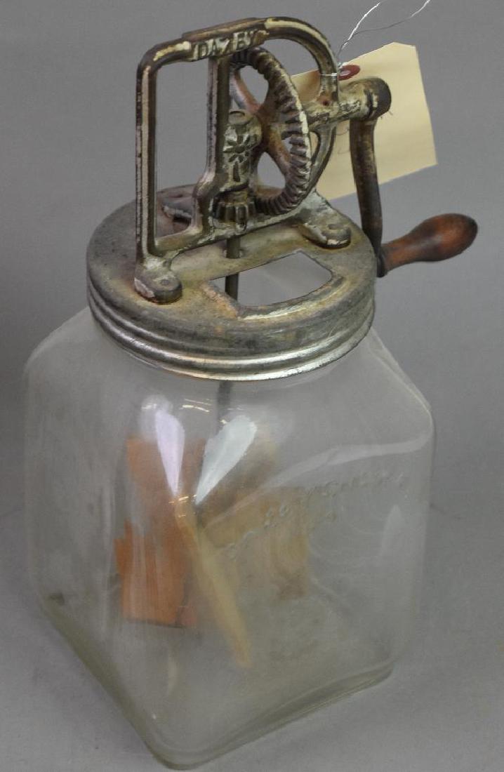 Dazey Butter Churn: Measures 14"h. 4 qt. Wooden paddle. Dazey churn no.40.