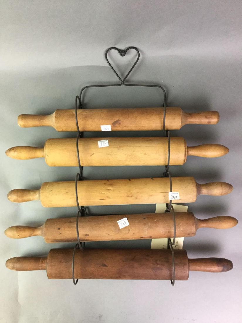 Rolling Pin Display: Wirh rolling pins and rug beater, 20"h.