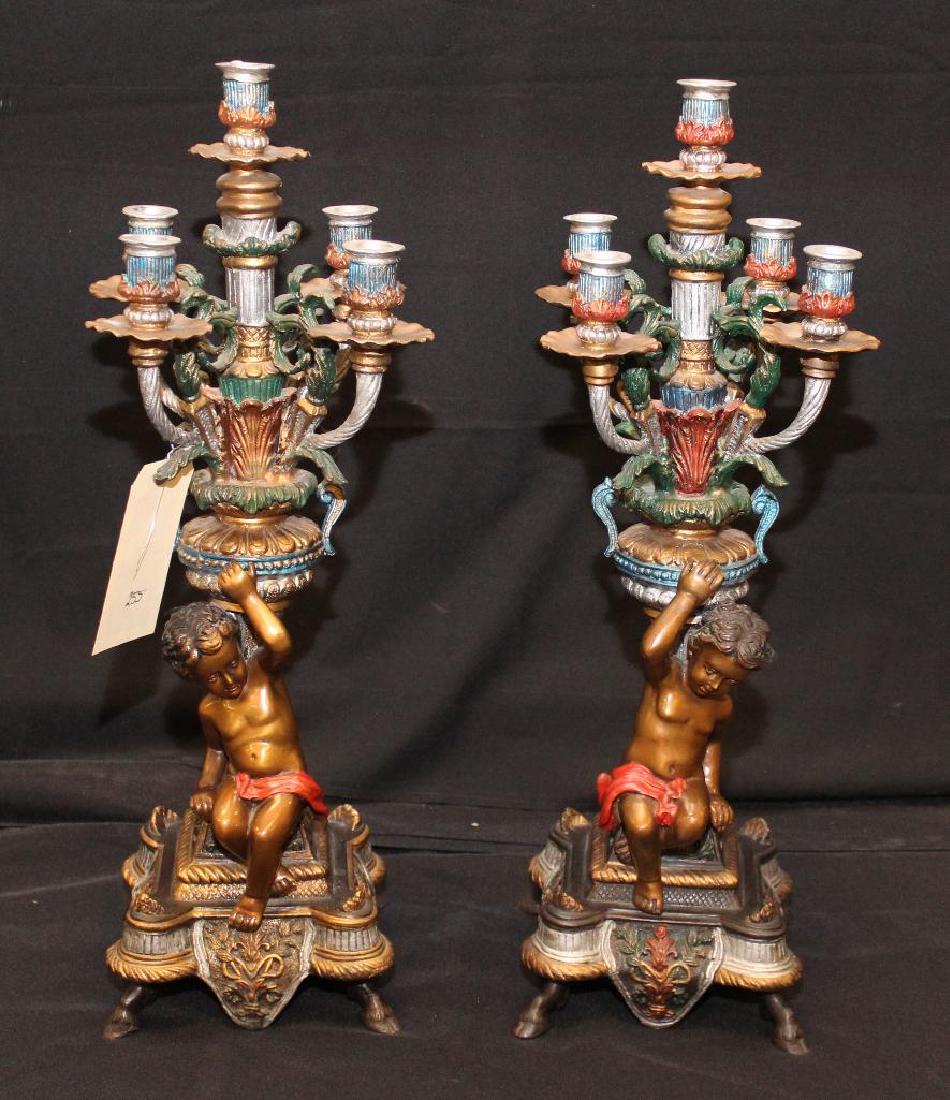 Polychrome decorated figural Candleabra (1 of 4)