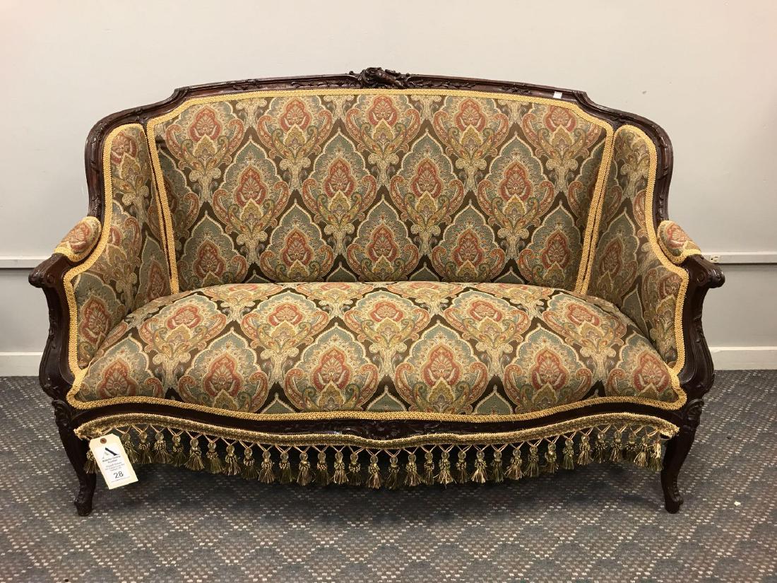 Ornately Carved Upholstered Couch & 2 Piece Parlor Set (1 of 18)