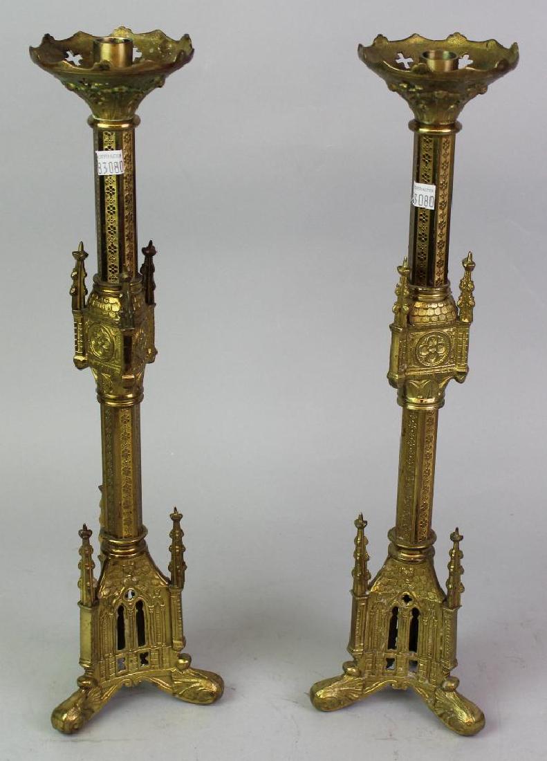 Gothic Brass Candlesticks: 20" x 5"