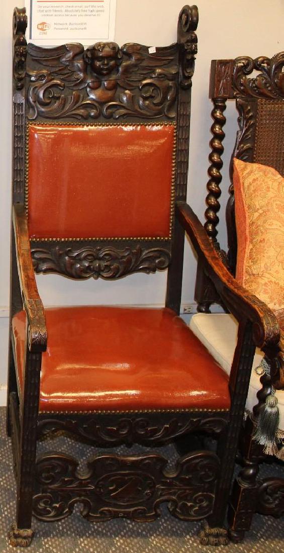 Pr of English Figural Carved Arm Chairs (1 of 6)