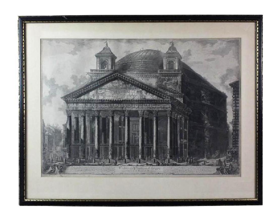 Giovanni Battista Piranesi (Italian, 1720 - 1778): Etching 19th c. Signed lower right Gio. Batta. Piranesi 19" H x 27" W Image of the Parthenon