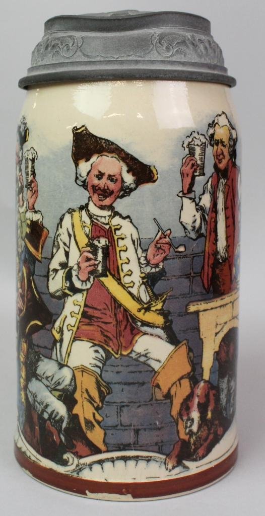 Mettlach Stein: "Drinking Companions" 7 3/4"H x 3 3/4"D 1/2L