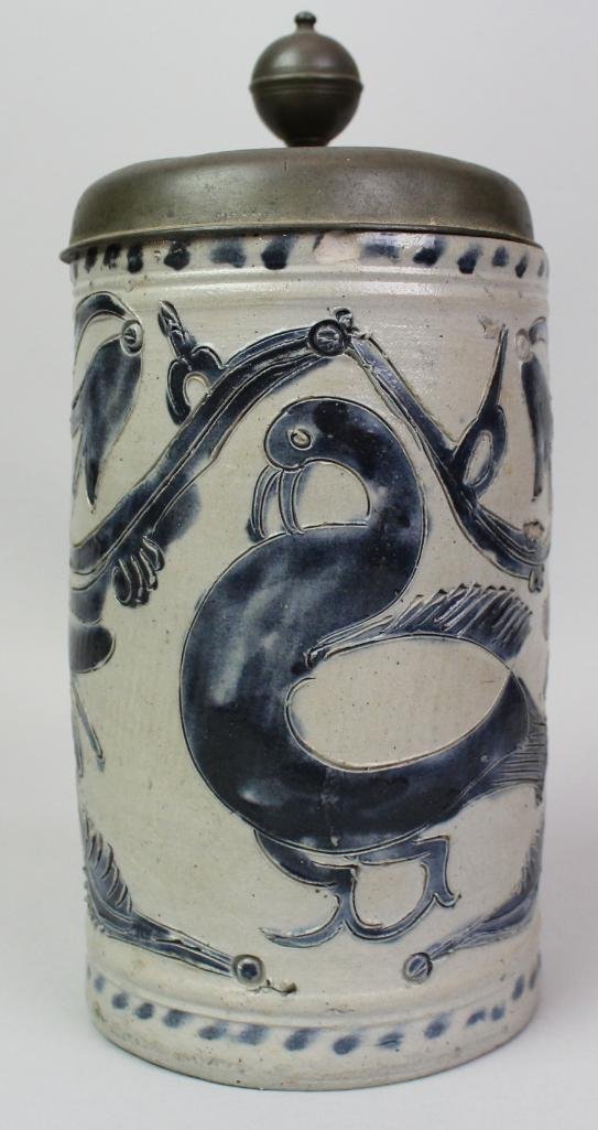 Salt Glaze Cobalt Decorated Stein (1 of 10)