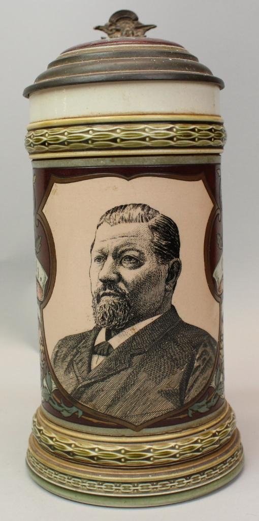 Mettlach Stein: "George Ehret Brewery" 9"H x 4"D 1/2L