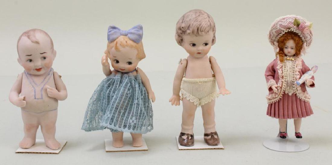 LOT OF (5) ALL BISQUE REPRODUCTION DOLLS WITH PAINTED (1 of 1)