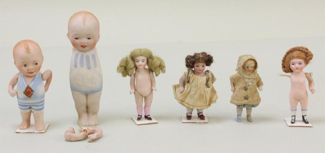 LOT OF (6) ALL BISQUE ANTIQUE DOLLS WITH PAINTED EYES. (1 of 2)