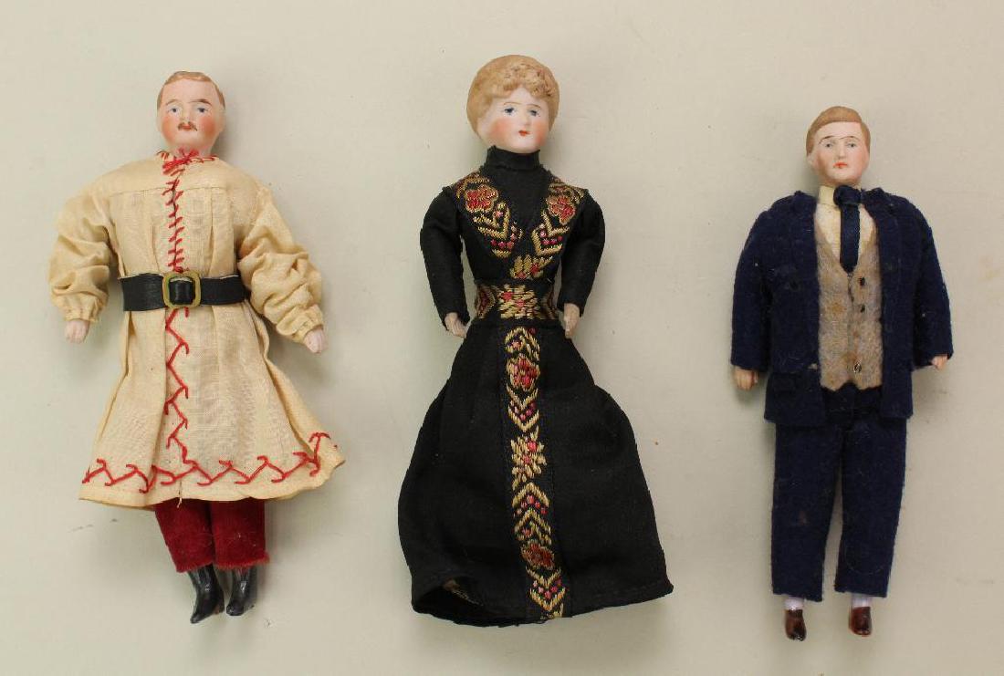 LOT OF (3) ANTIQUE BISQUE DOLLHOUSE DOLLS. (1 of 2)