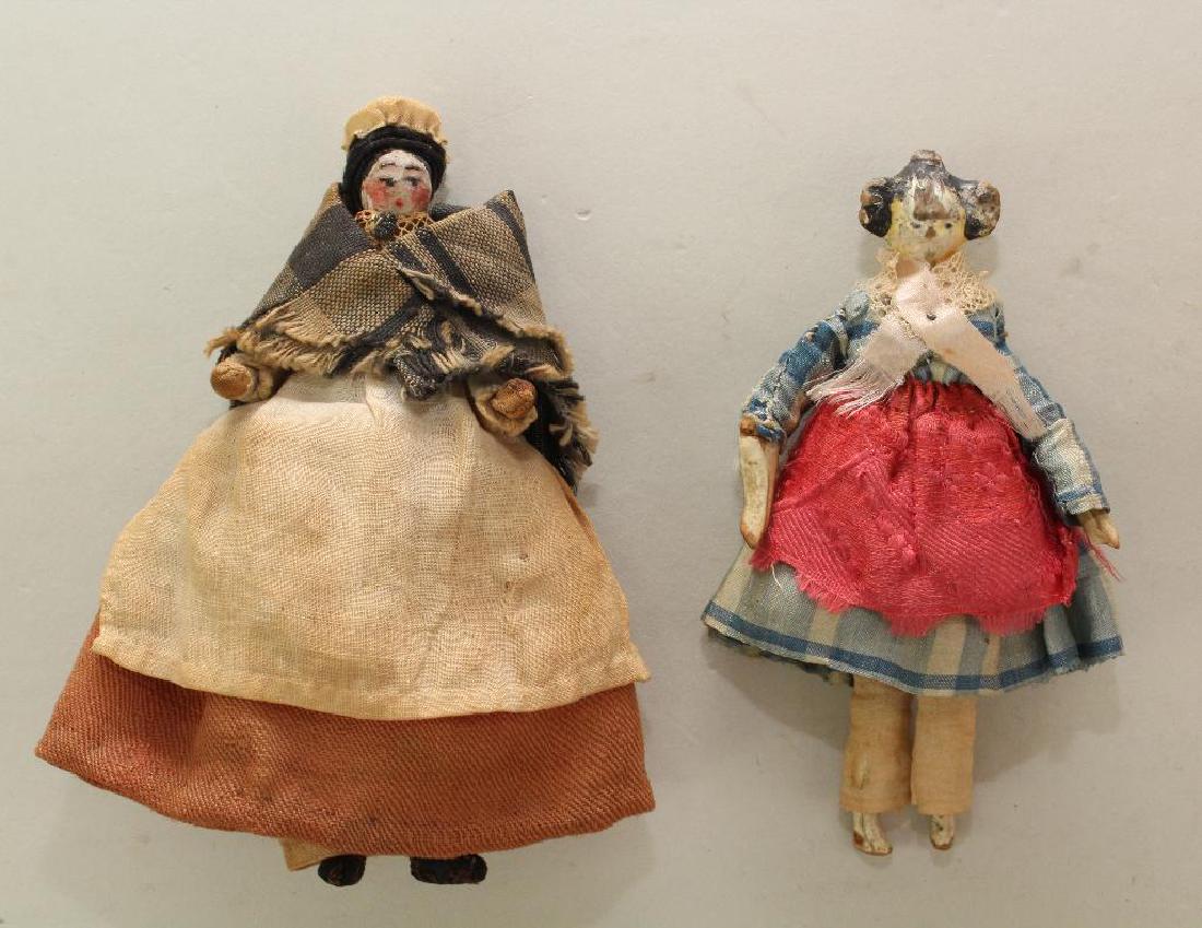 PAIR OF ANTIQUE DOLLS INC. MID 19th C. PEG WOODEN DOLL. (1 of 3)
