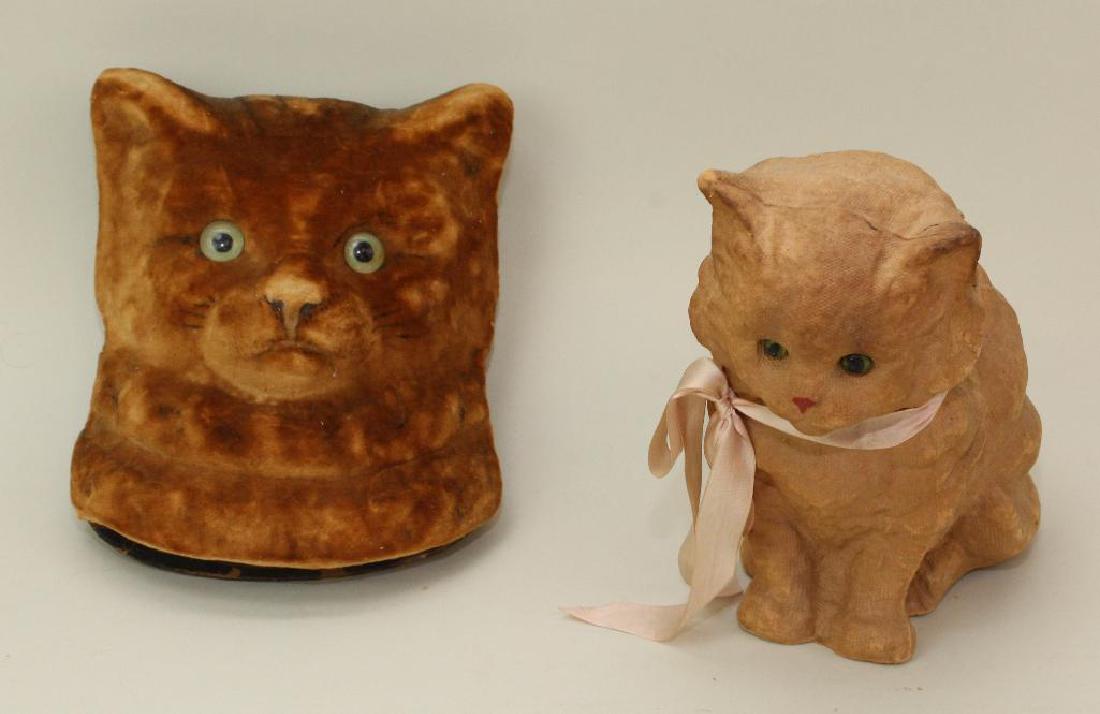 HOLIDAY/NOVELTY: PAIR OF CATS-VELVETEEN & PAPER PULP. (1 of 4)