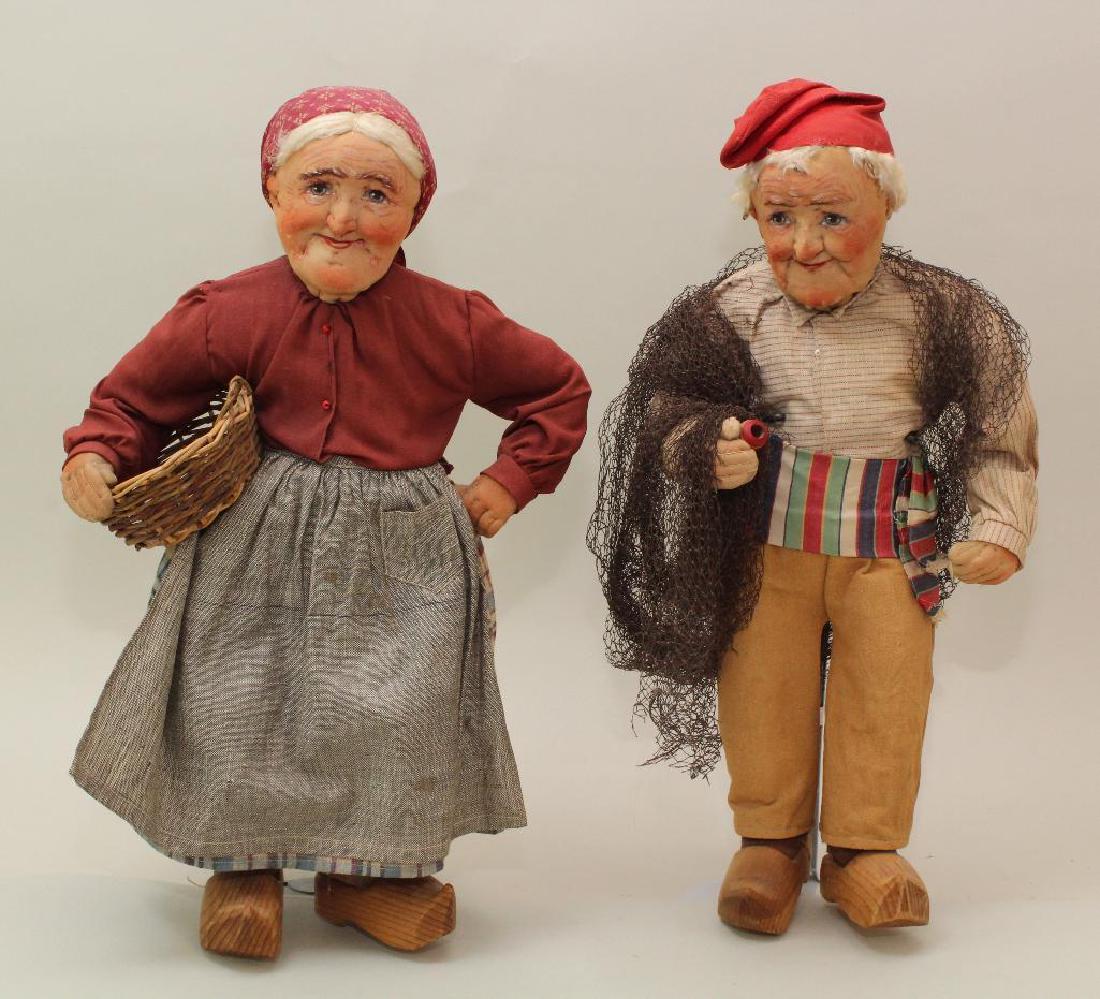 PAIR OF ALL ORIGINAL ANTIQUE CLOTH RAVCA CHARACTER (1 of 4)