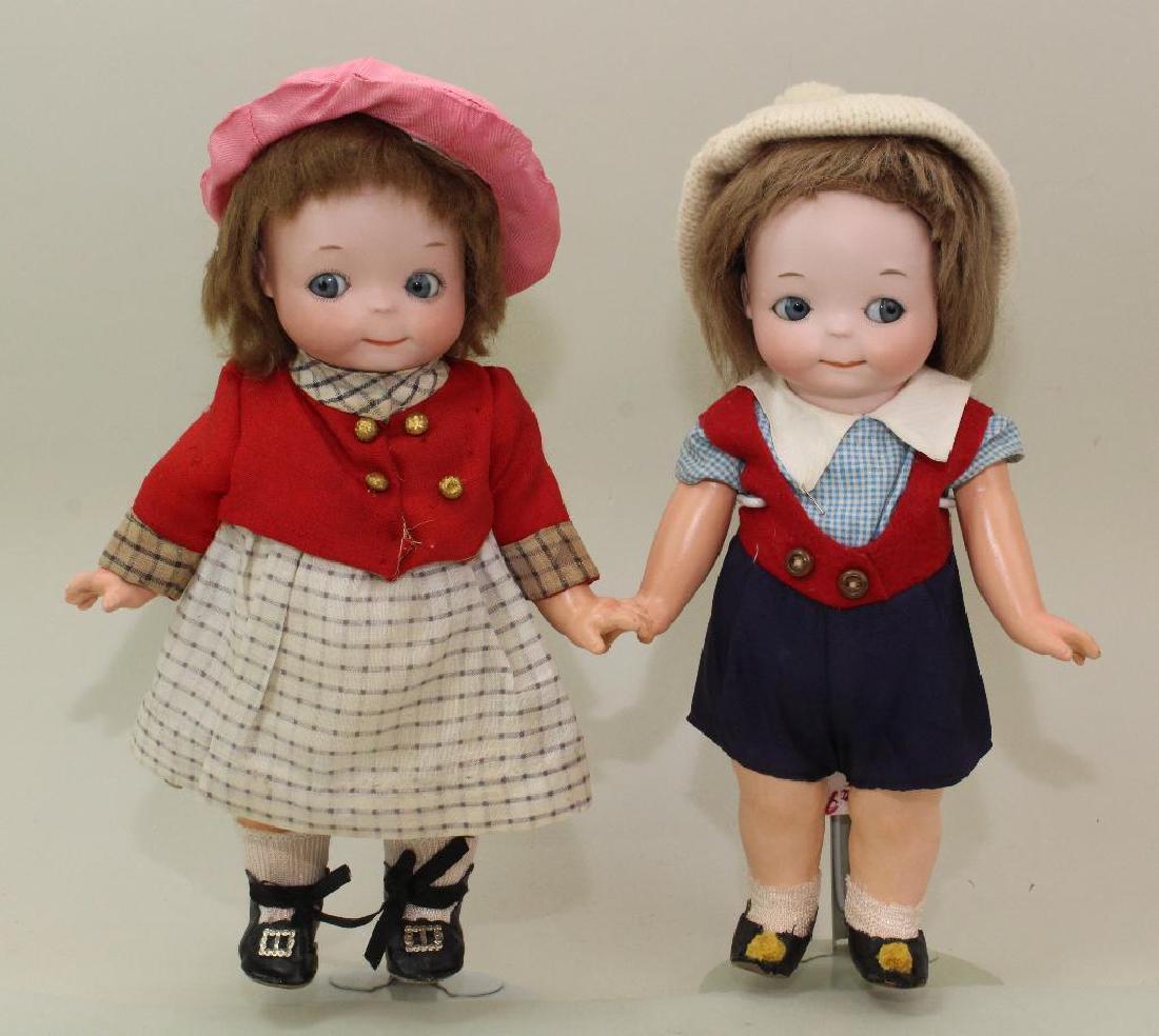 PAIR OF 12" 241 1 ANTIQUE BISQUE HEAD GOOGLY DOLLS. (1 of 5)