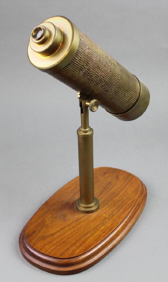 American Parlour Kaleidoscope: American Parlour Kaleidoscope- series 1. Auger and Raredon. #20/100. Brass telescope look down on wood stand. 16"H