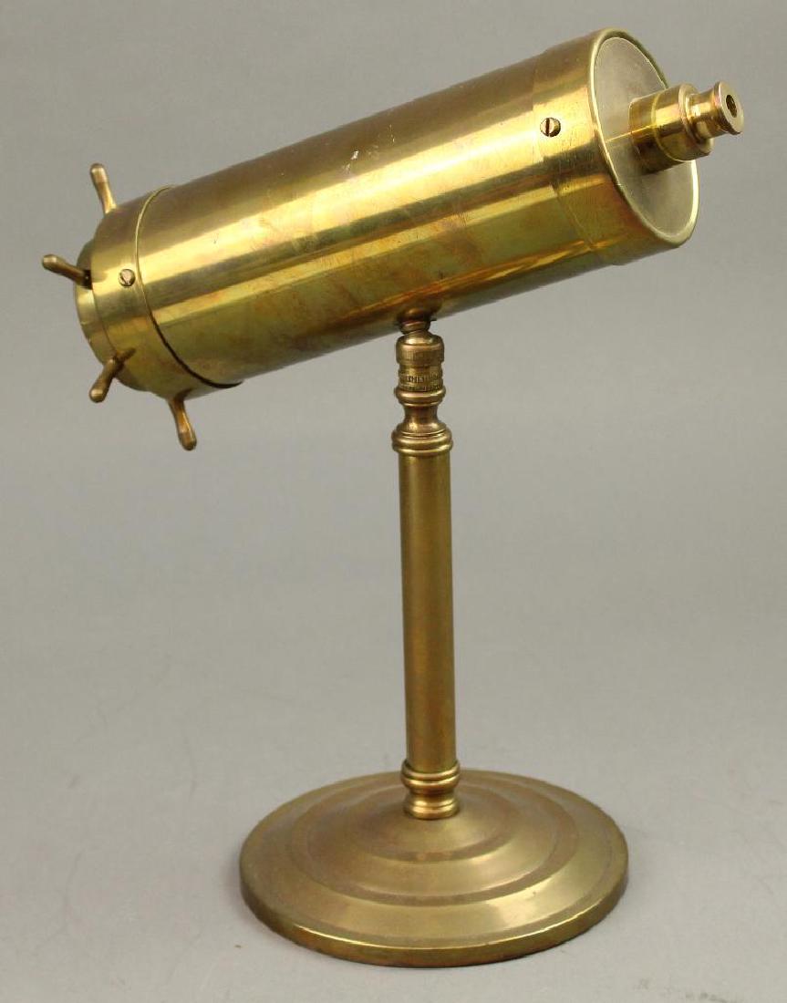 Brass Kaleidoscope: Brass Parlor Kaleidoscope on brass stand. Measures 13"H x 10"L