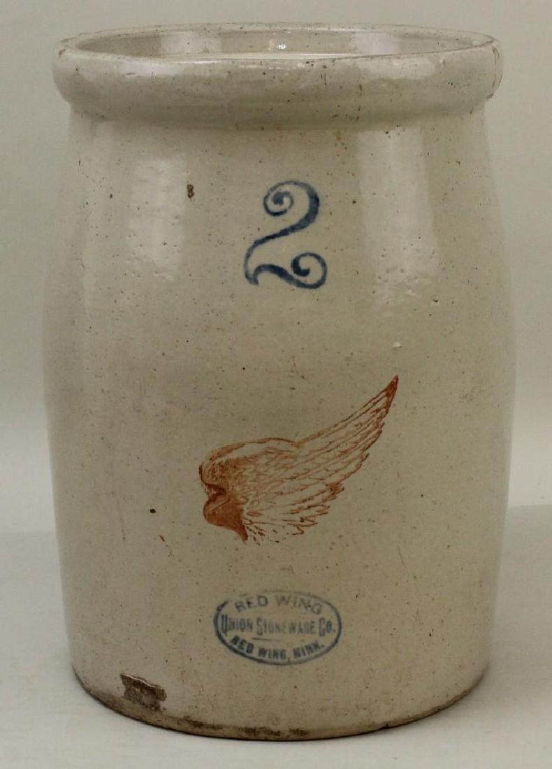 Red Wing Stoneware Crock: Red Wing Stoneware Crock. 2 gallon blue decorated crock. 12"H x 8"W