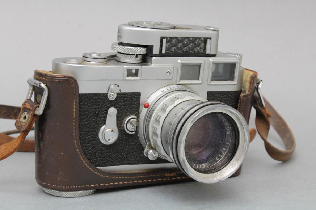 Leica M3 35mm Camera with Summicron Lens: M3- 991 934. With Leica meter and original carrying case. Summicron f=5cm 1:2