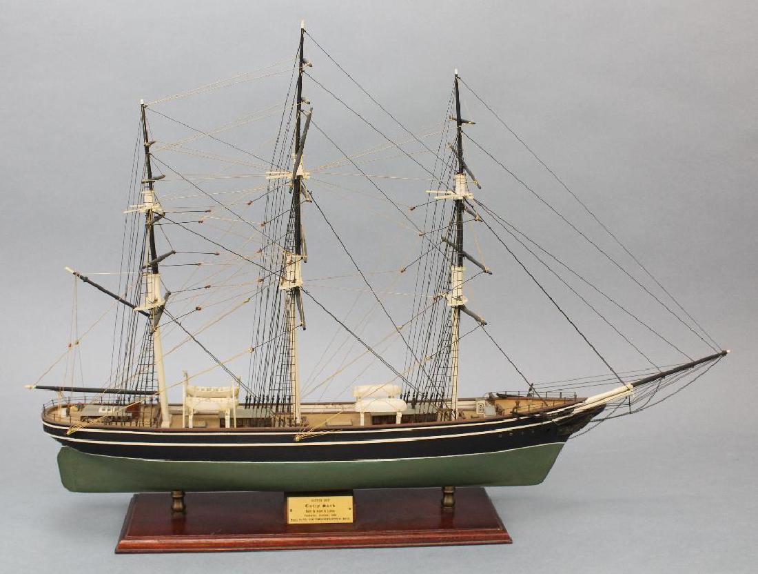 Cutty Sark, Clipper Ship Model: Modeled after the original ship built in 1869 by Scott and Linton. Model made by Piel Craftsman. 20" (H) x 27" (L) x 9" (W).