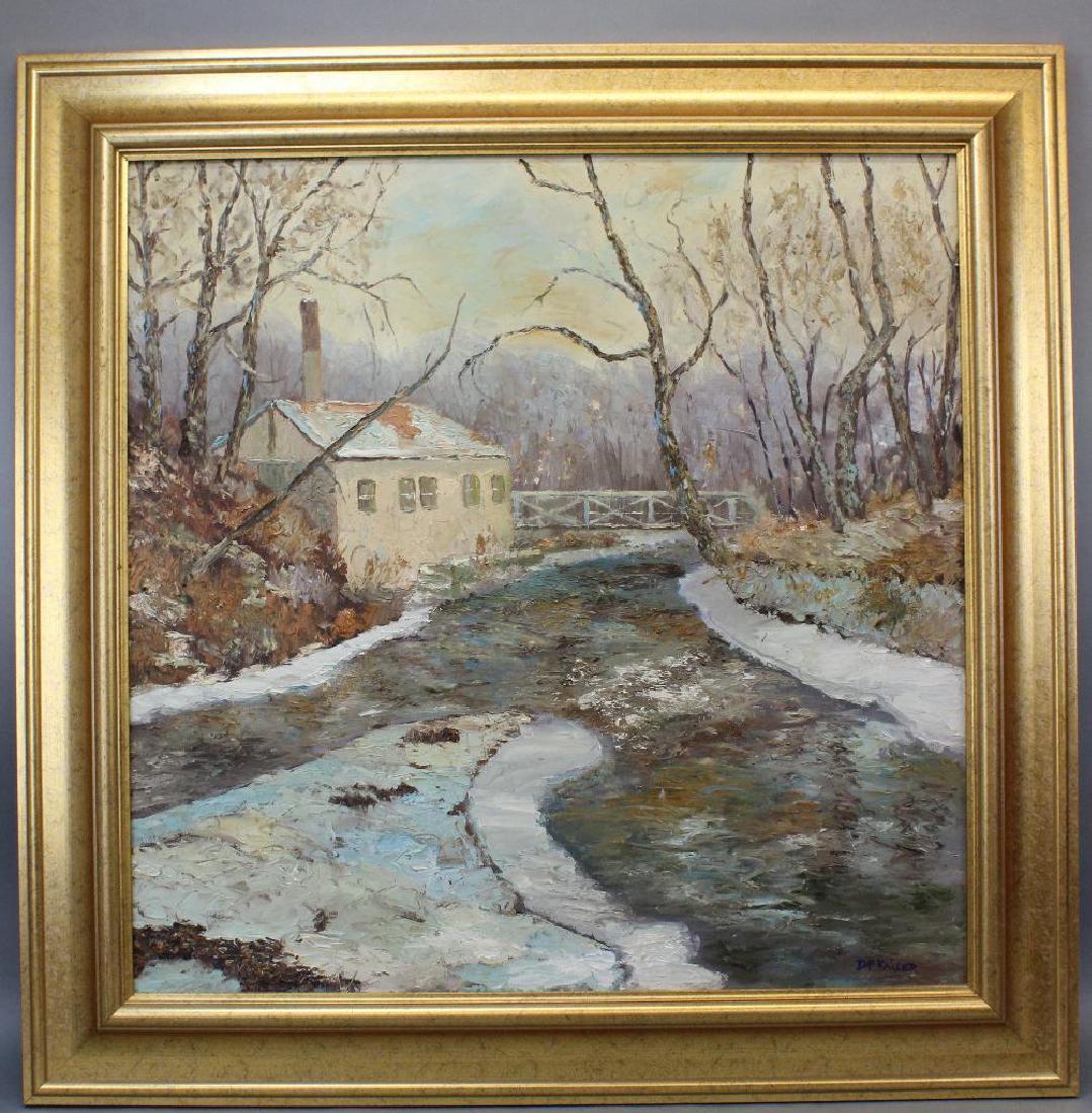 Don Kaiser (American, b. 1958): Oil on canvas Signed lower right Landscape with home and stream 30"H x 30"W