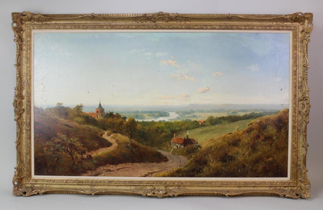 Edmund John Niemann (1843 - 1910): "View Arncliffe on Wharf, Yorks" 24”H x 42”W