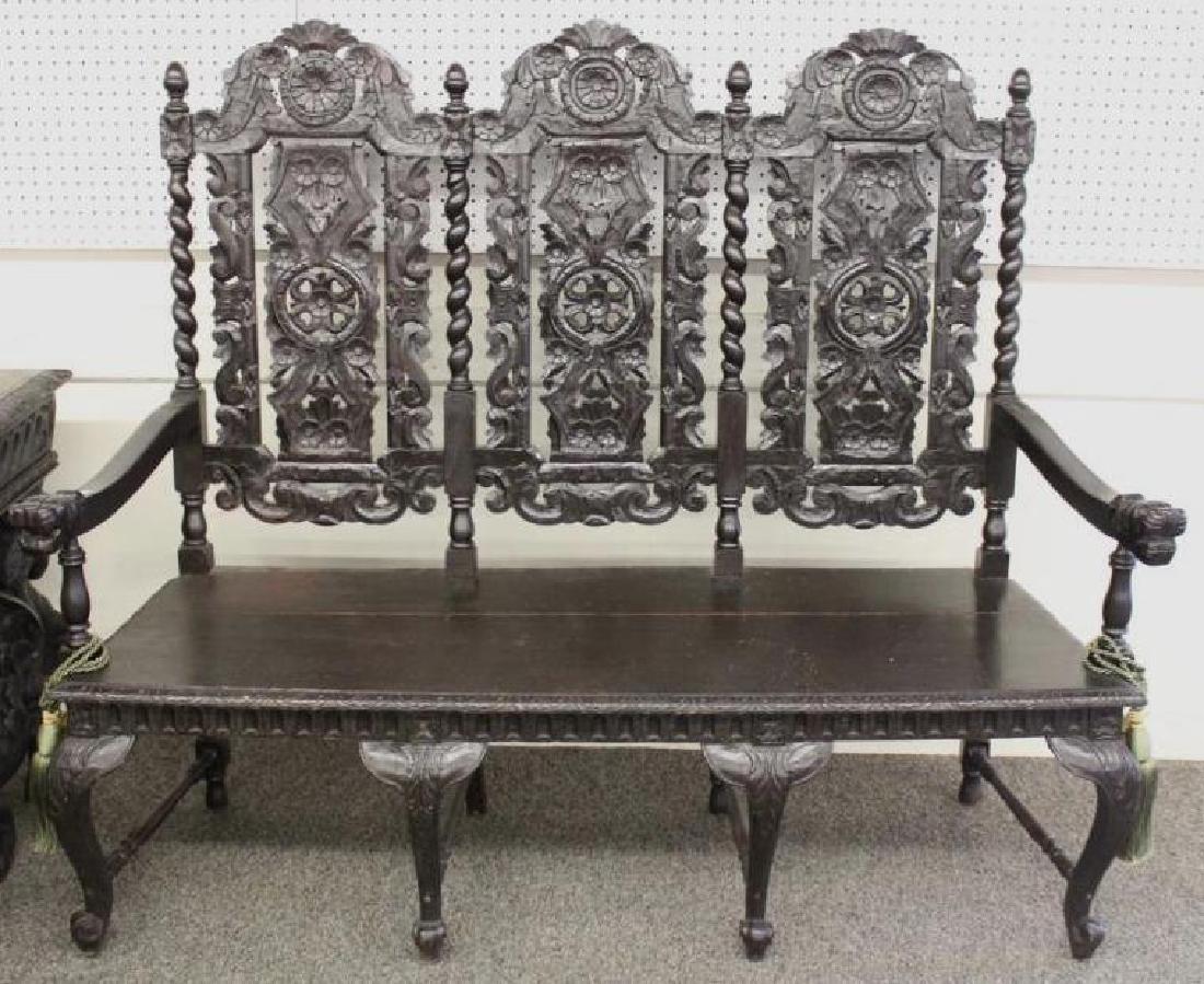 Pair of Jacobean Carved Settees (1 of 20)