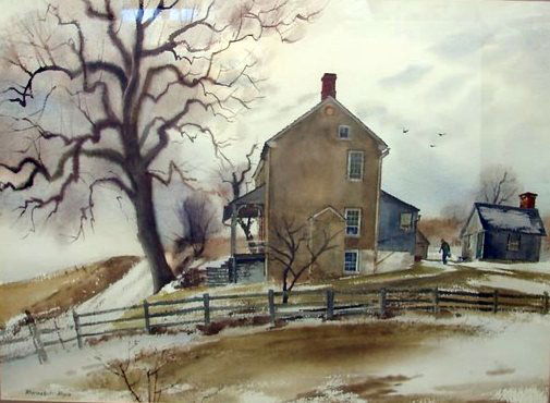 Ranulph Bye: "Wambold's Place, Coopersburg, PA.", watercolor, 21" x 29", SLL "Ranulph Bye", Golden Door Gallery and Newman Galleries labels verso. Artist: American, 1916-2003. Ship: $60 plus insurance