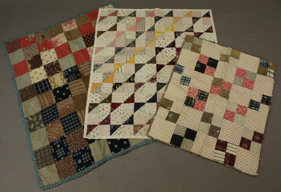 Doll Quilts: Grouping of (3) doll or crib quilts, with the largest measuring 16" x 20".