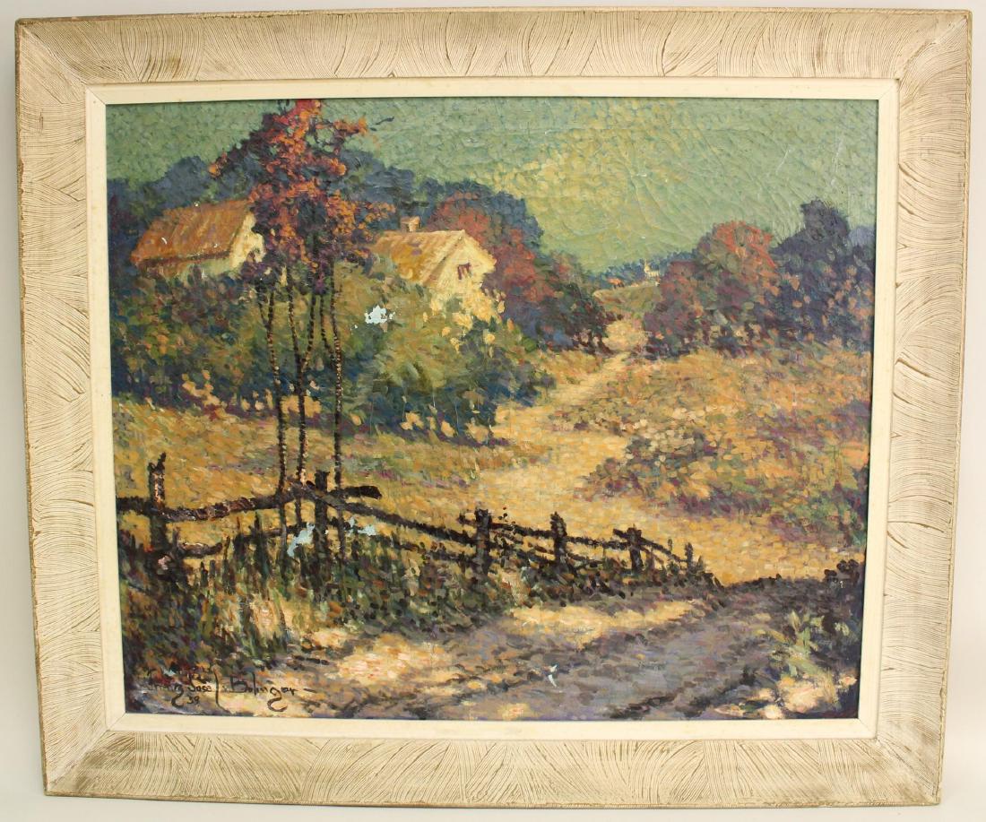 Franz Josef Bolinger (1903 - 1986): Oil on canvas SDLL Rural landscape 28"H x 34"W