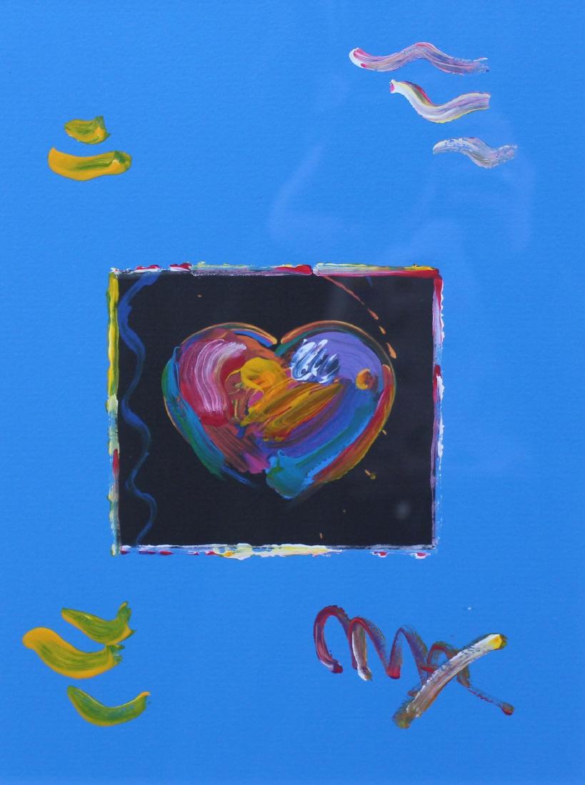 Peter Max (born 1937): Mixed Media "Black Series Heart" SLR 11.5"H x 8.5"W sight