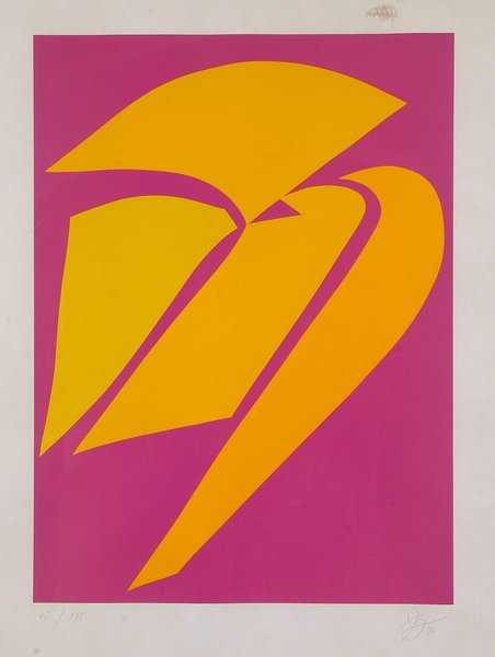 Jack Youngerman: "Changes #2", 1970, serigraph, 34 1/2" x 25 1/2" (image size), 42 1/2" x 32 1/2" (including border), pencil signed lower right "J. Y. '70", pencil lower left "45/175", Kingpitcher Gallery for Contempo