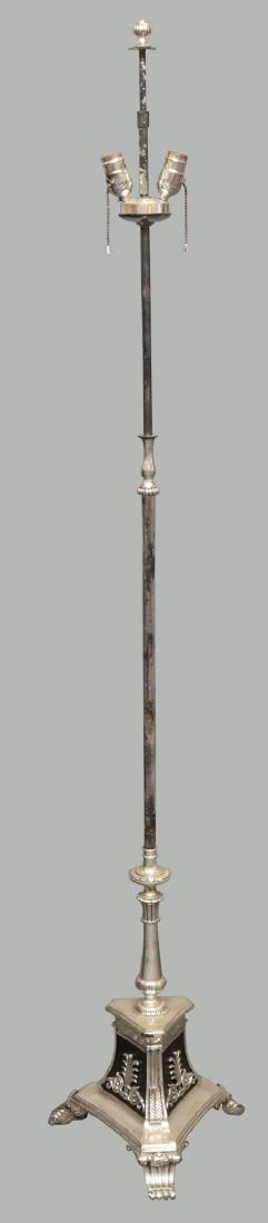 Floor Lamp: Ornately cast base upon 3 raised feet, 68”h