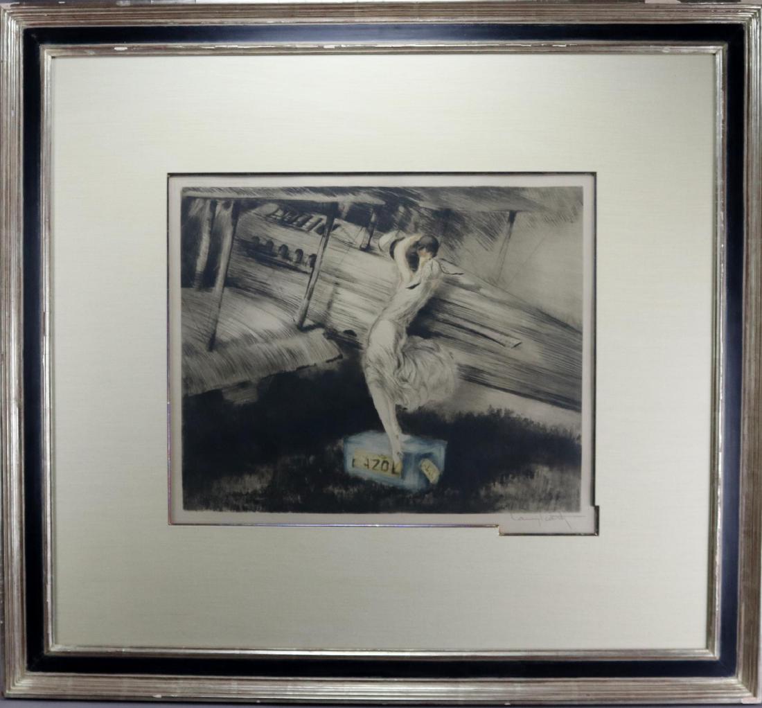 Louis Icart (1888-1950): Etching and aquatint, "The Aviator". 1925. SLR. 18.75"h x 22.5"w sight