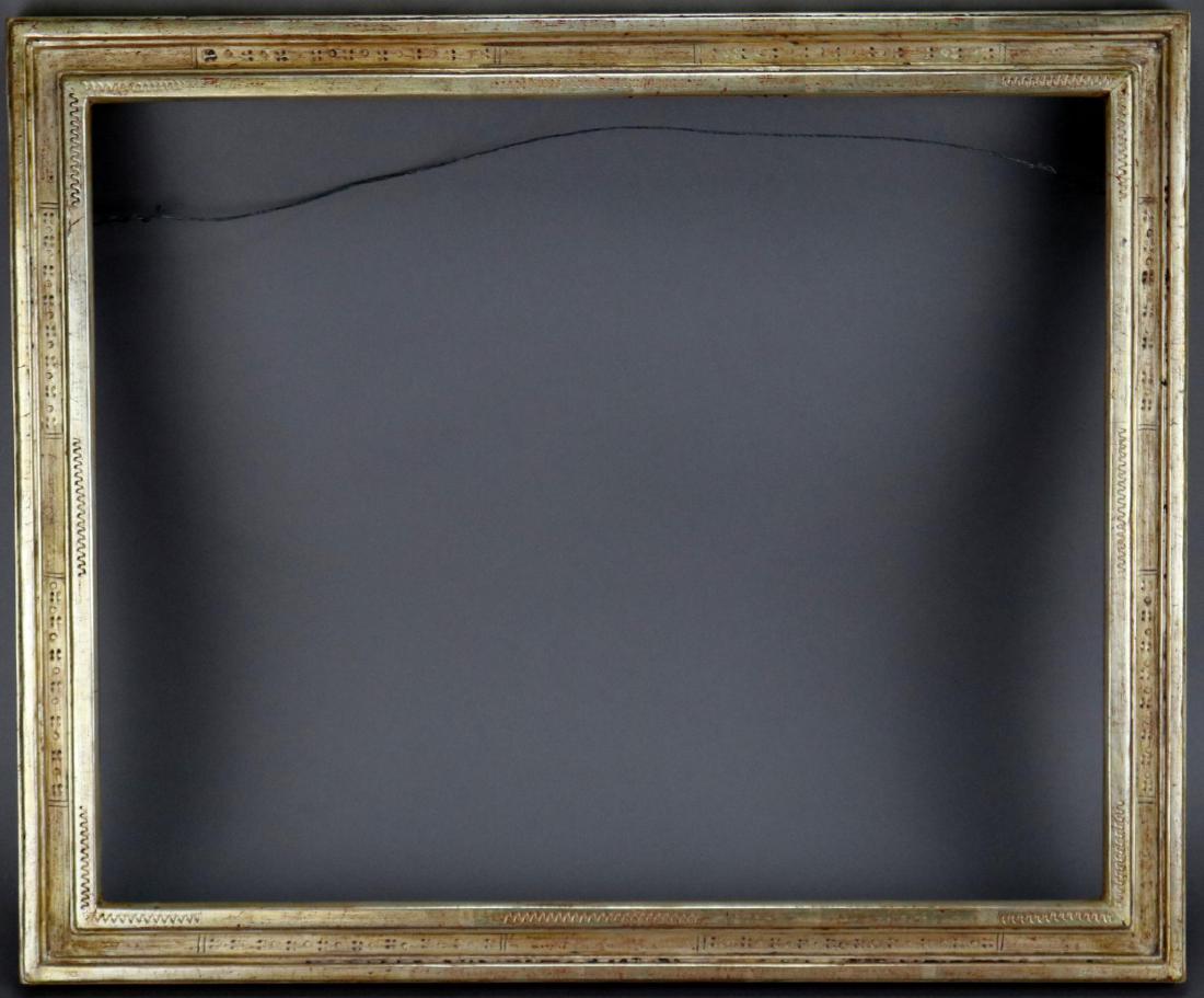 Bernard Badura (1896 - 1986): Hand carved and incised gold leaf frame. Signed and dated 1979. Rabbet 16.25"h x 20.25"w and 19"h x 23"w overall