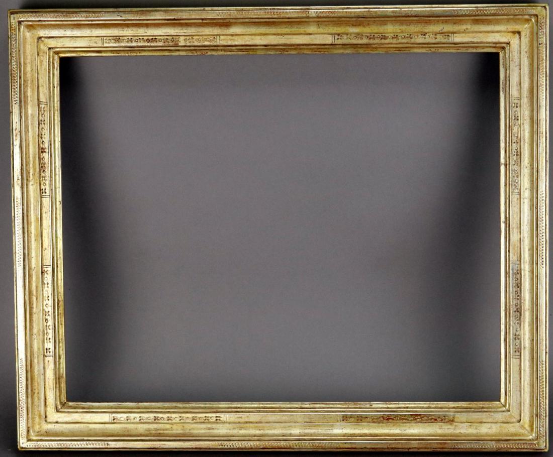 Bernard Badura (1896 - 1986): Hand carved and incised gold leaf frame. Signed and dated 1973. Rabbet 16.25"h x 20.25"w and 19.5"h x 23.5"w overall