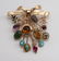 14KY Gold Brooch with Stick Pin Bouquet