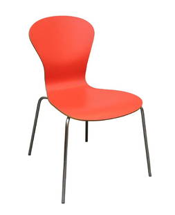 Ross Lovegrove Sprite Chair for Knoll: Marked and dated 2004 on underside. Red maple molded plywood on a chrome frame. 31”h x 18”w x 18”d
