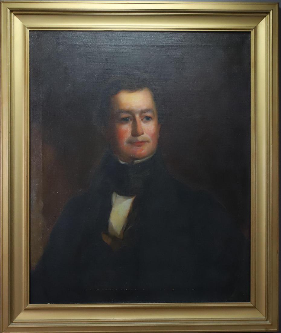 Thomas Sully (1783 - 1872): Oil on canvas, "Portrait of William Norris Jr., painted in 1830. unsigned. Newman gallery tag en verso. 30"h x 25"w and 36"h x 30"w