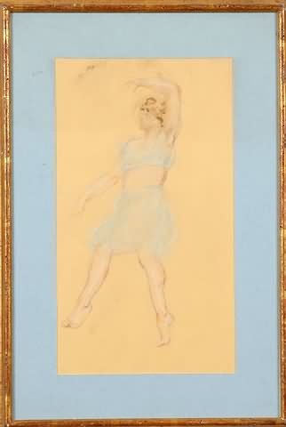 Arnold Friedman: "Female Dancer", pencil/chalk, 15" x 8 1/2", unsigned, Sotheby's label verso. Ship: $28 plus insurance.