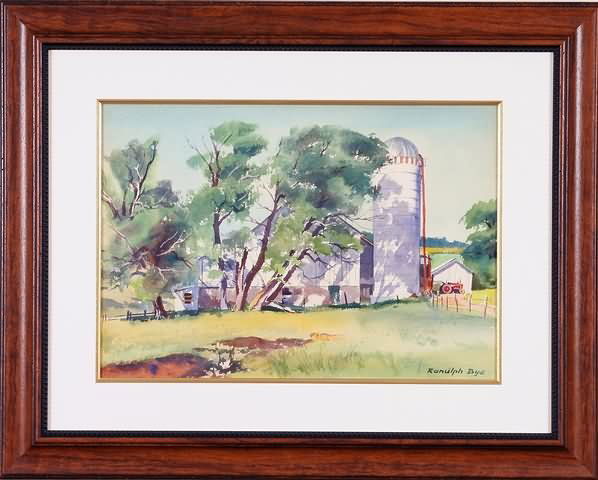 Ranulph Bye: "White Silo", watercolor, 14" x 21", SLR. Artist: American, 1916-2003. Ship: $28 plus insurance.