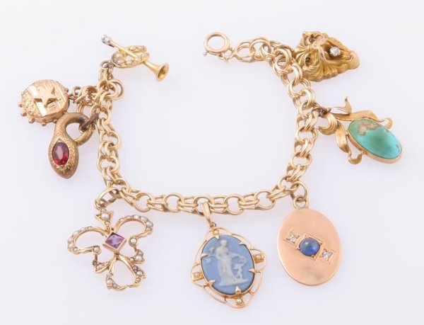 Gold Charm Bracelet with Charms