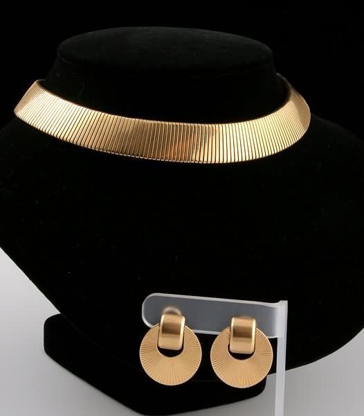 Gold Necklace and Earrings