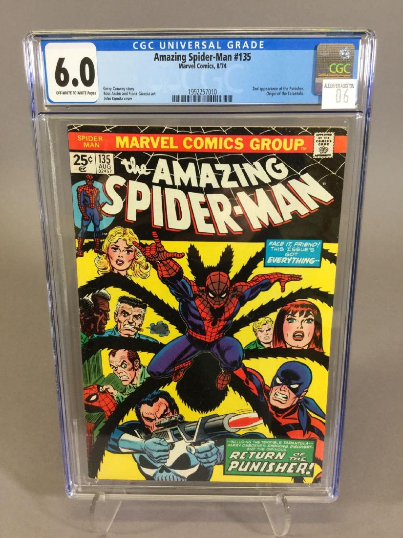 Amazing Spider-Man #135, 8/74, CGC 6.0: Gerry Conway story, Ross Andru and Frank Giacoia art, John Romita cover, 2nd appearance of the Punisher, Origin of the Tarantula.