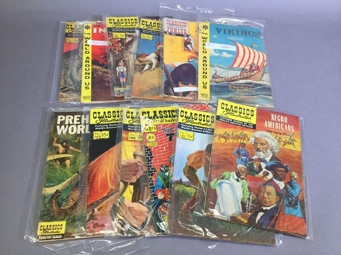 Gold + Silver Age - Classic Illustrated - First Print: Includes rare negro Americans issue, others - Abraham Lincoln off on a comet, 100th annual issue, black tulip only printed once, vikings + prehistoric world, comics appear to be in very good to fine+ 